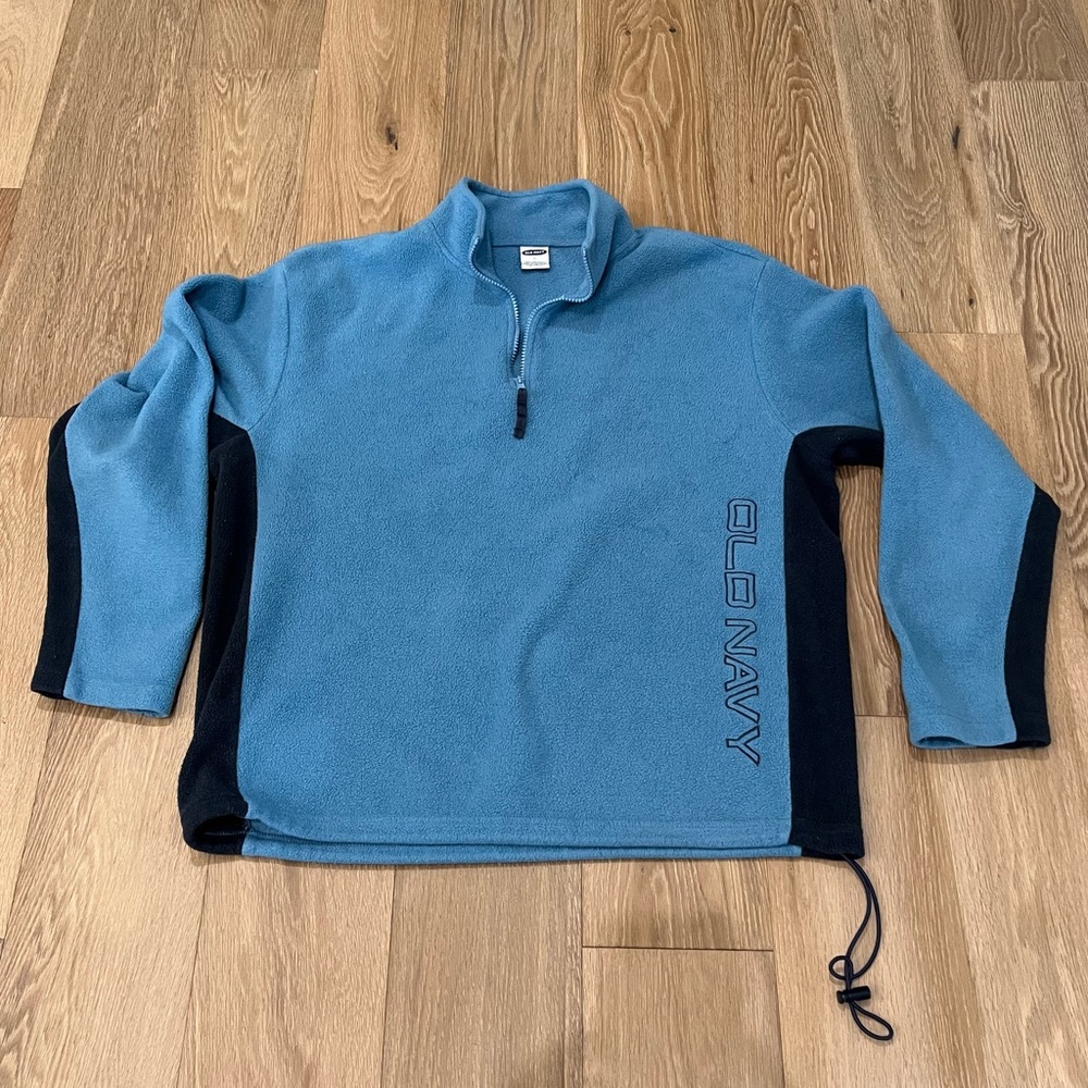 Old Navy *Vintage* Performance Fleece 1/4 Zip Jacket Blue with Vertical Logo L
